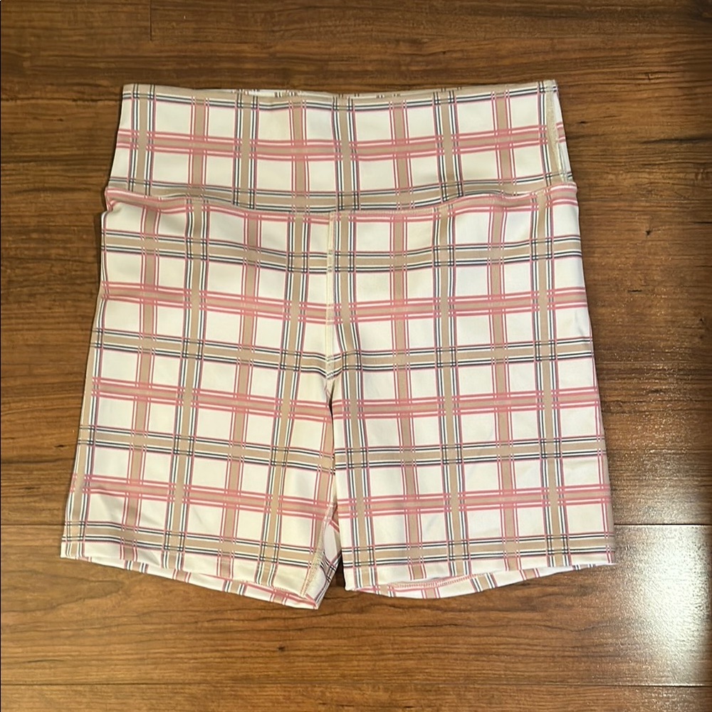 Eleven by Venus Williams Pink Plaid Bike Shorts sz L